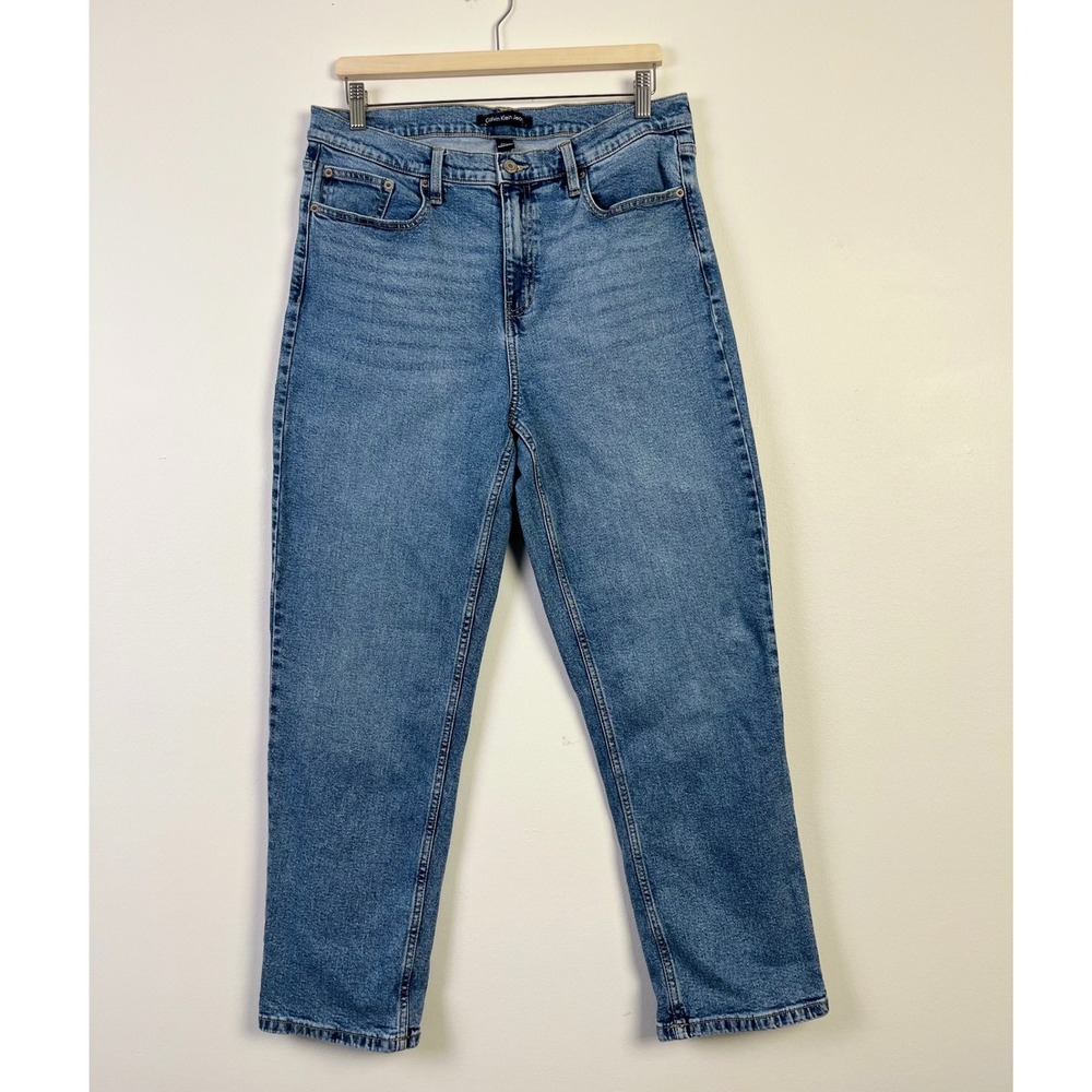 Calvin Klein Jeans High Rise Mom Jeans Relaxed Fit 34 x‎ 28 Denim Blue Size 14